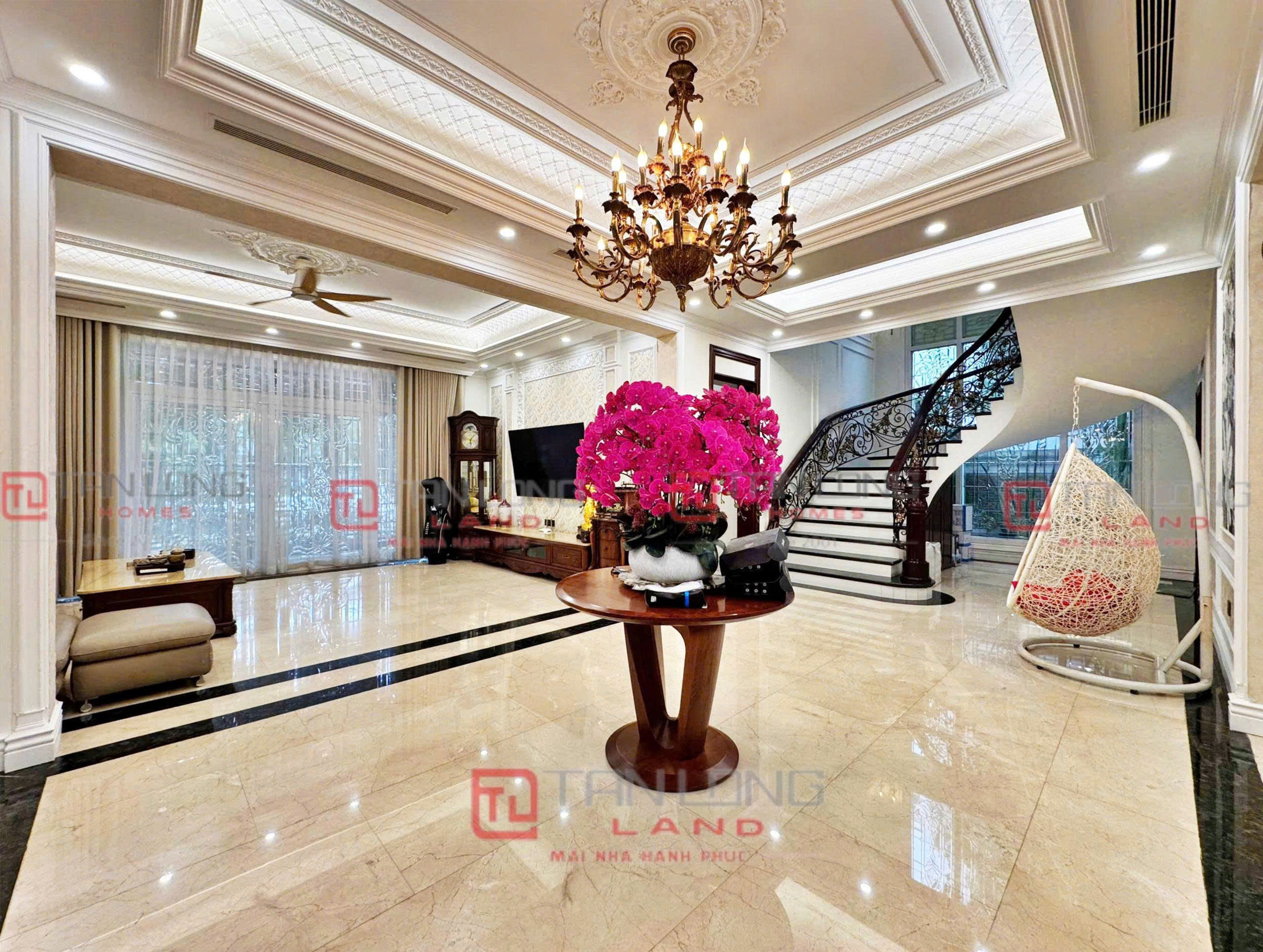 Cho thuê biệt thự đơn lập Vinhomes The Harmony 345m2 - 5 phòng ngủ, full nội thất - 75 triệu/tháng